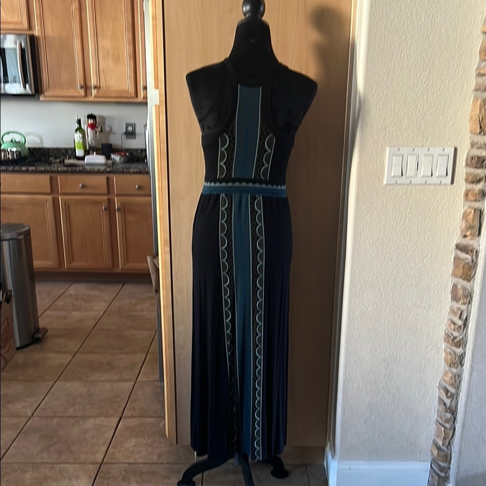 Elegant Black and Blue Maxi Dress